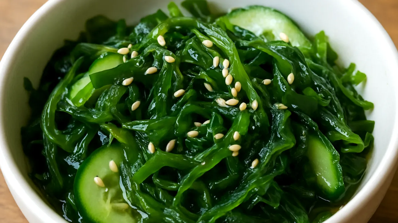 Wakame-Gurken-Salat mit Sesam und Ingwer"